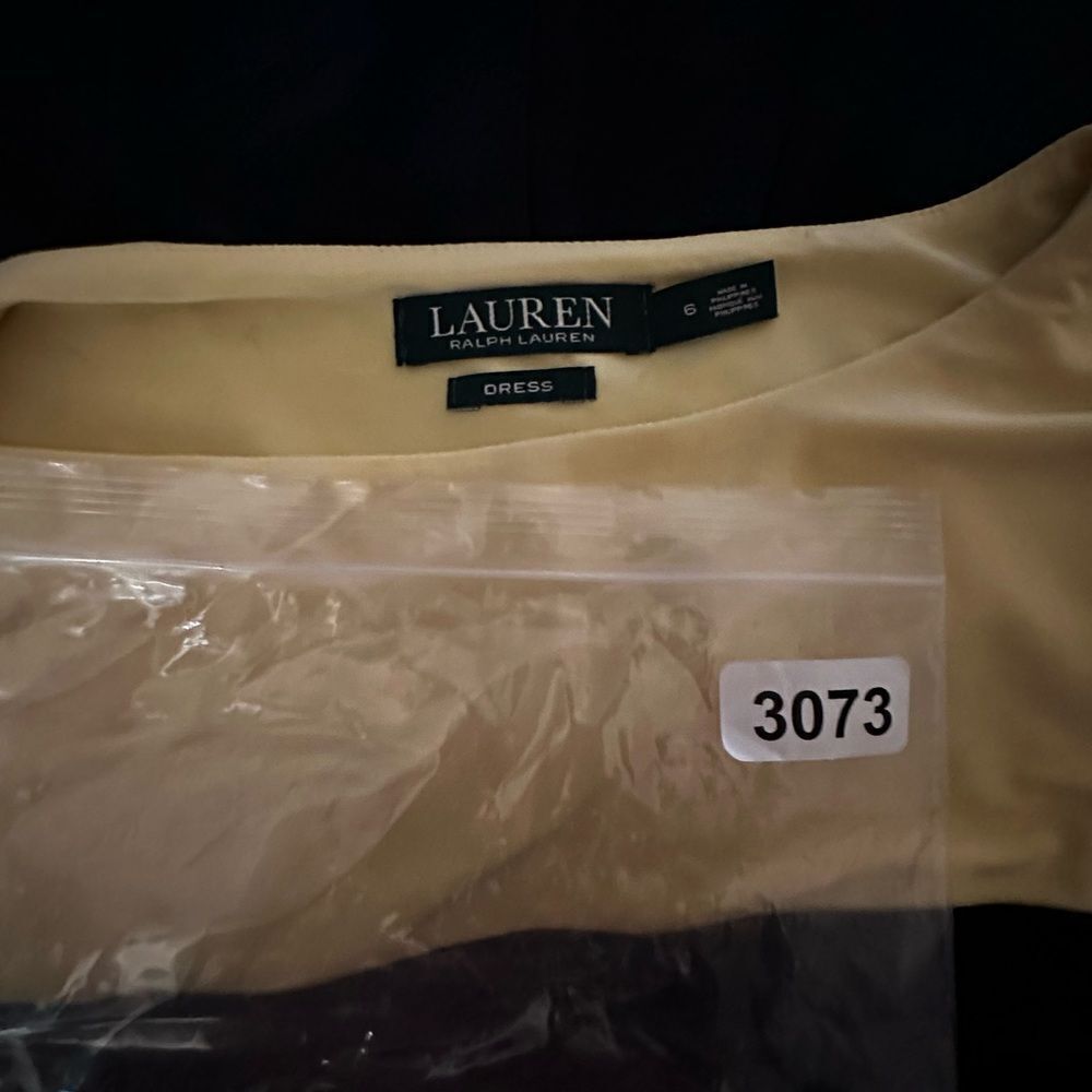 Lauren Ralph Lauren light yellow navy blue Dress SZ 6 - Picture 7 of 8